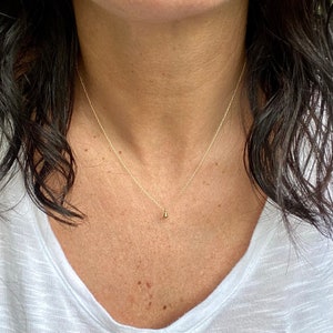 Ultra Tiny Teardrop Necklace ~ Single Small Vintage Brass Teardrop Charms ~ Minimal Dainty 14k Gold Filled Layering Chain
