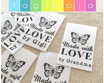 30 Pre-made 'Made with Love' Hanging Labels for Custom Garments, Fabric Products & Care Tags