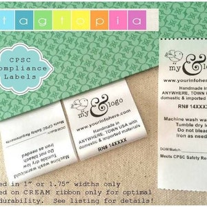 Custom White CPSC Compliance Labels for Clothing: Satin Hem Tags, Care Instructions & Garment Labels