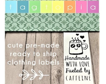 QTY 30 Pre-made "Handmade by" HANGING CLOTHING labels