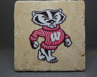 University of Wisconsin Badgers Logo 4 x 4 Absorbent Ceramic Coasters Pack of 4 University of Wisconsin Badgers Logo 4 x 4 Absorbent Ceramic Coasters Pack of 4