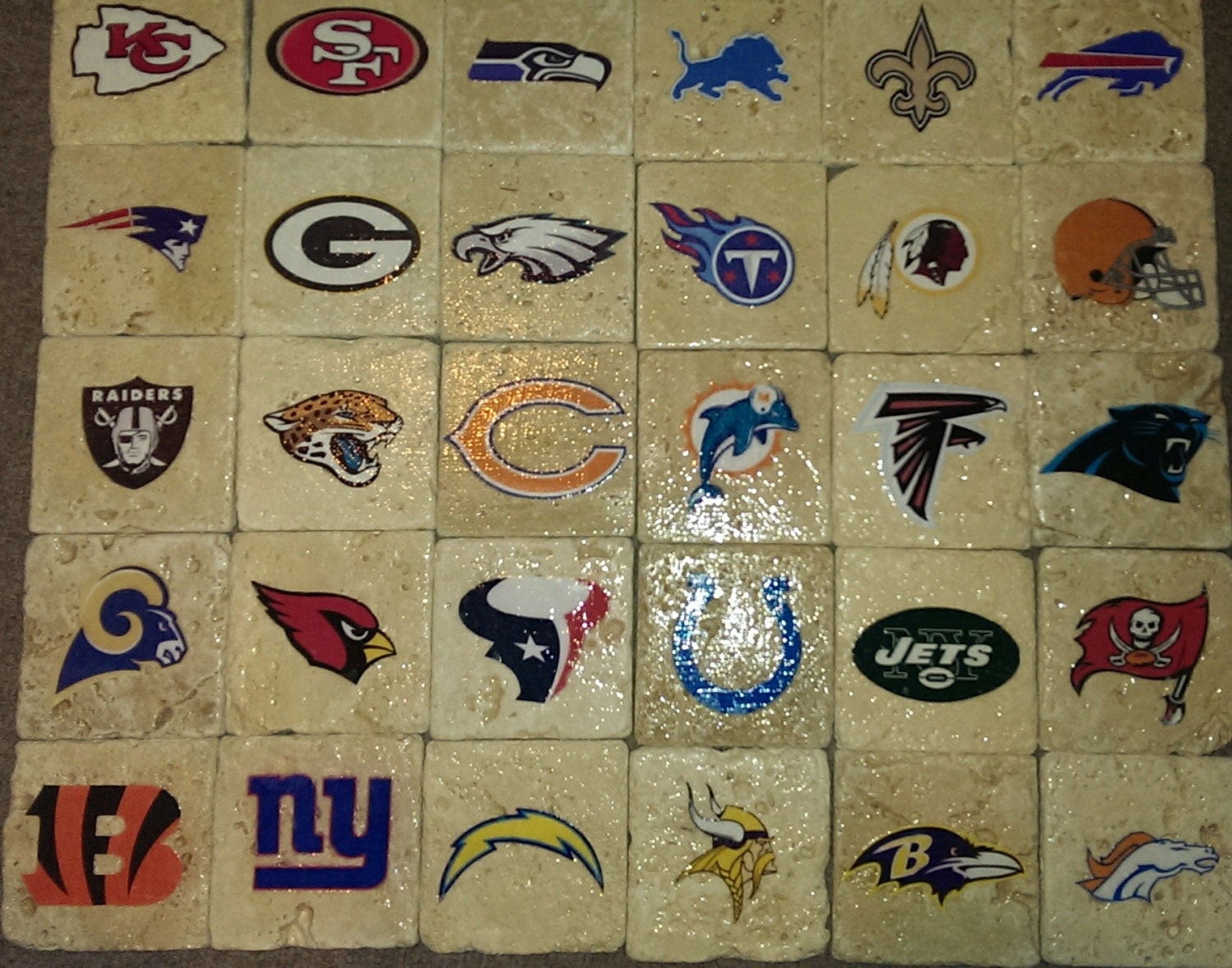 Complete NFL Team Coaster Set 32 Coasters Total Etsy