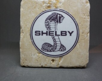 Engraved Coasters Wood gift, Set of 4 Shelby Cobra Mustang Logo Coasters