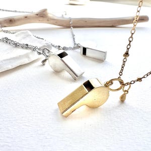 Tiny Whistle necklace, silver whistle necklace, miniature working whistle necklace, coach whistle necklace