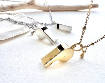 Tiny Silver Whistle Necklace, Miniature Working Charm