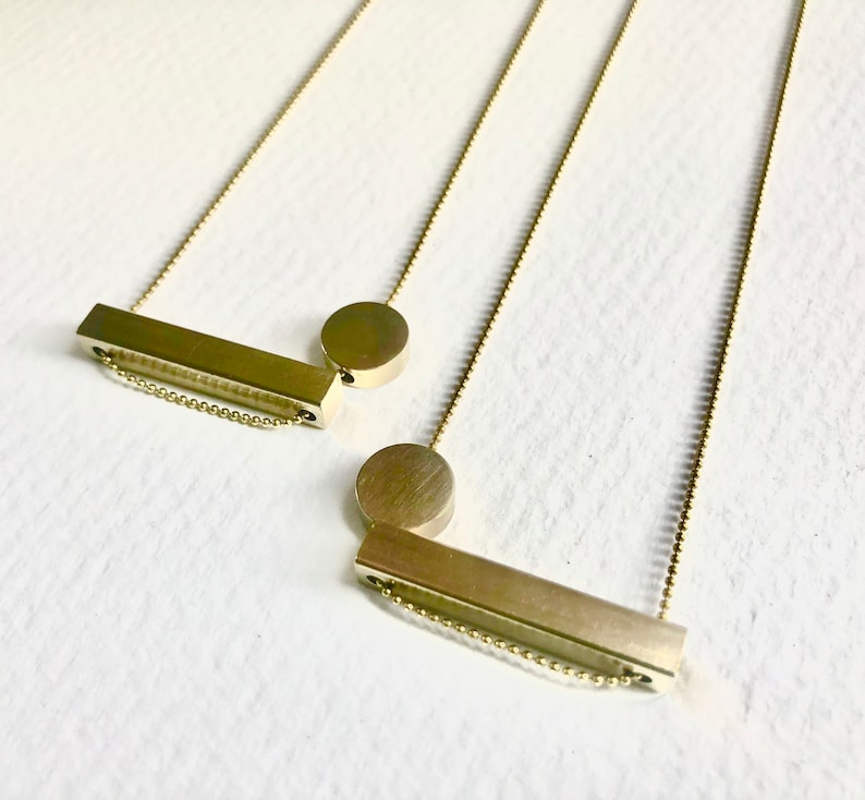 Horizontal Bar and Circle Necklace Modern Architectural Etsy