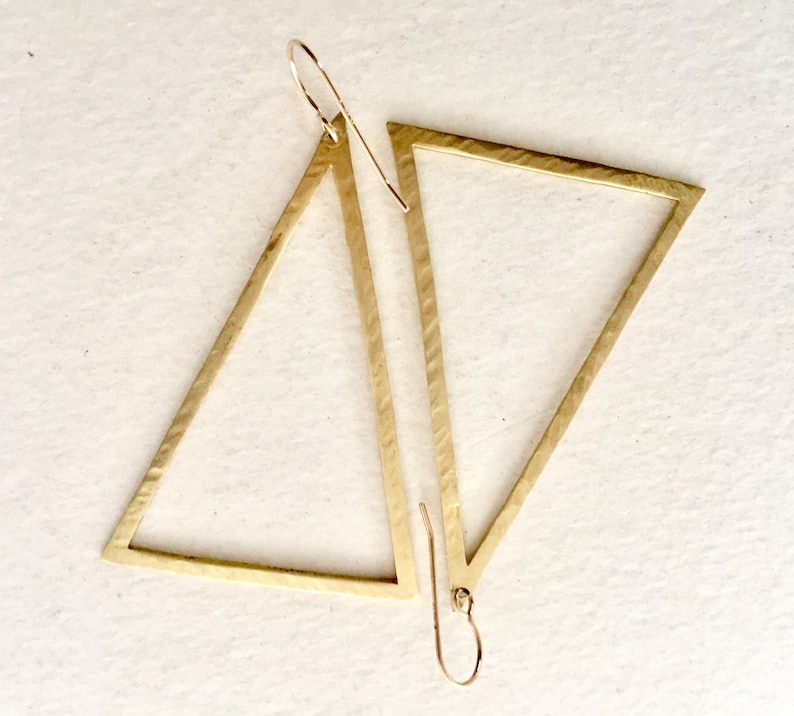 Large Triangle Hoop Earrings Triangle Hoops Triangle Etsy