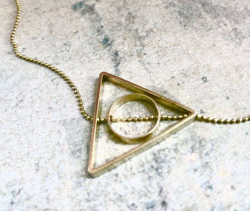Triangle and Circle Necklace Equilateral Triangle Necklace Etsy