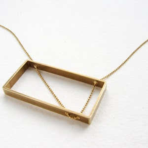 Rectangle statement necklace, geometric rectangular pendant, art deco pendant necklace, gold rectangle necklace, gift for her