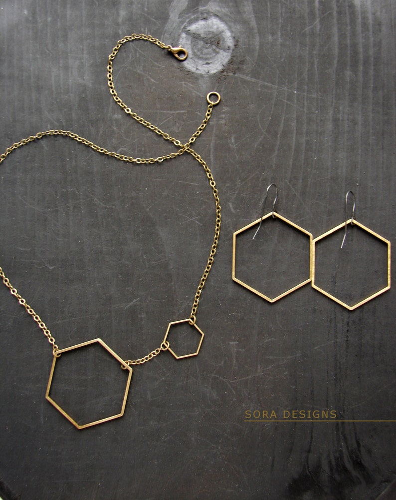 Hexagon Statement Necklace Necklace Hexagon Etsy