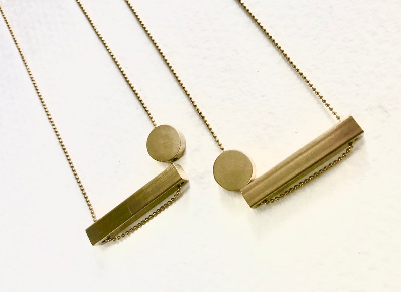 Horizontal Bar and Circle Necklace Modern Architectural Etsy