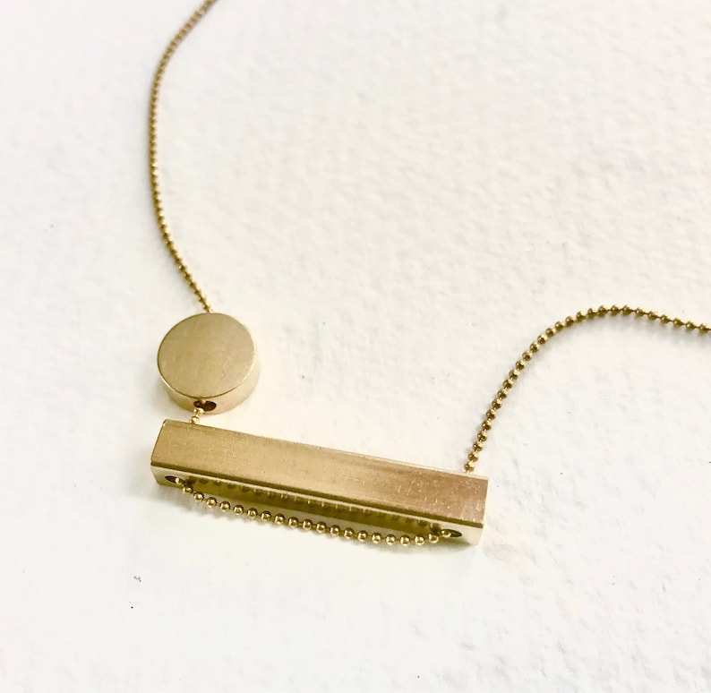 Horizontal Bar and Circle Necklace Modern Architectural Etsy