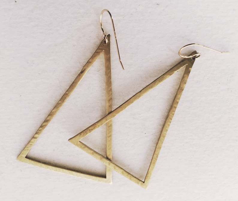 Large Triangle Hoop Earrings Triangle Hoops Triangle Etsy