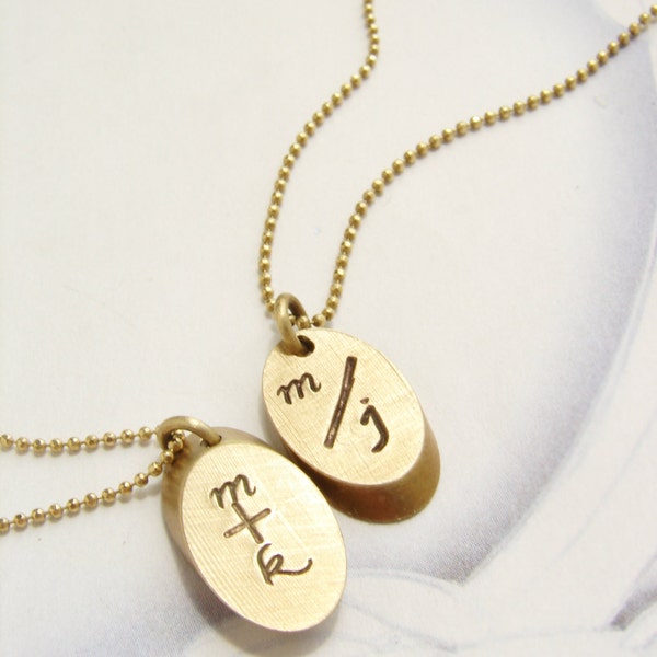 Custom Initial Necklace, Raw Brass Couple Jewelry, Personalized Gift