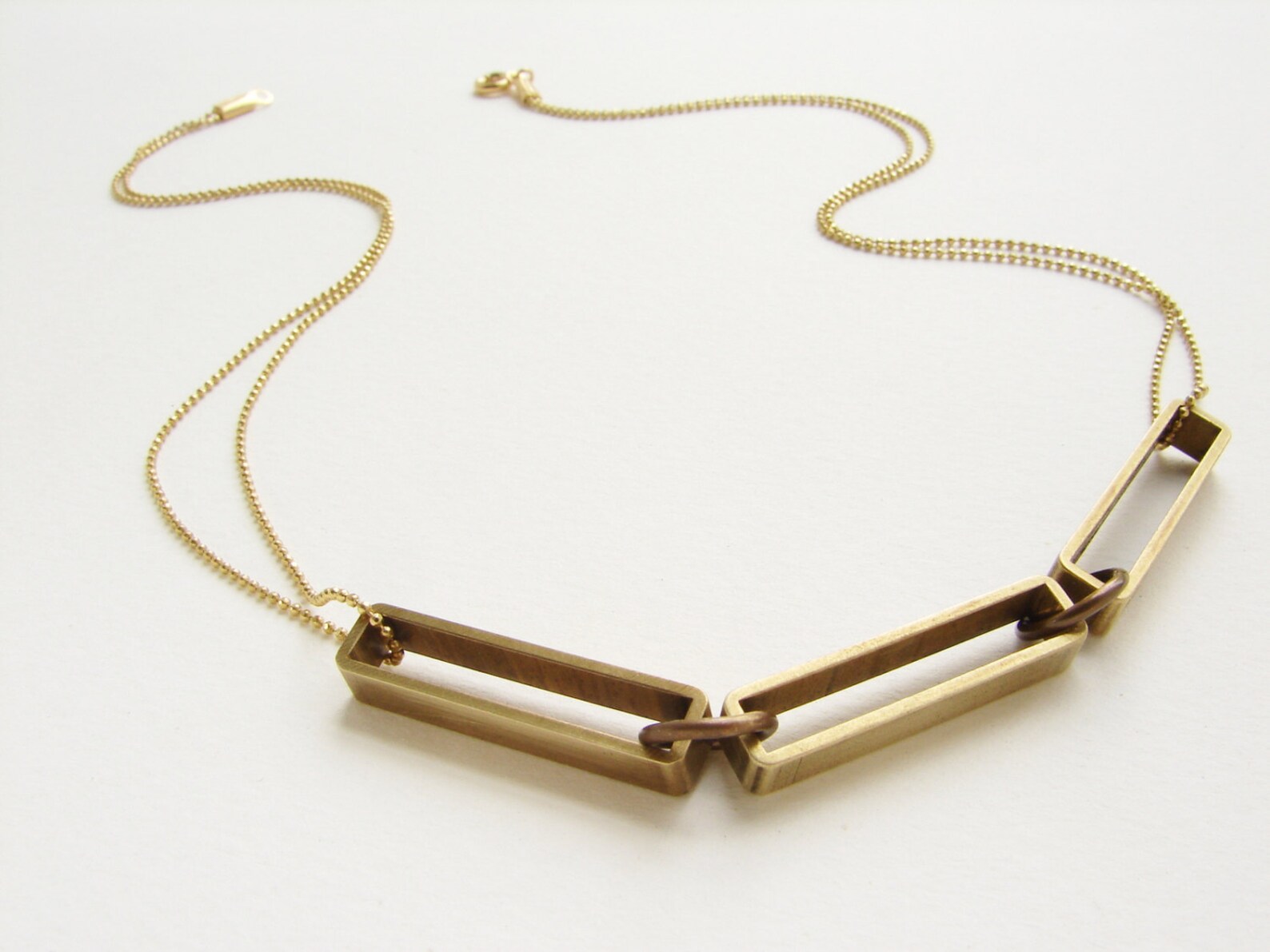 Statement Necklace Rectangular Link Necklace Abstract Etsy