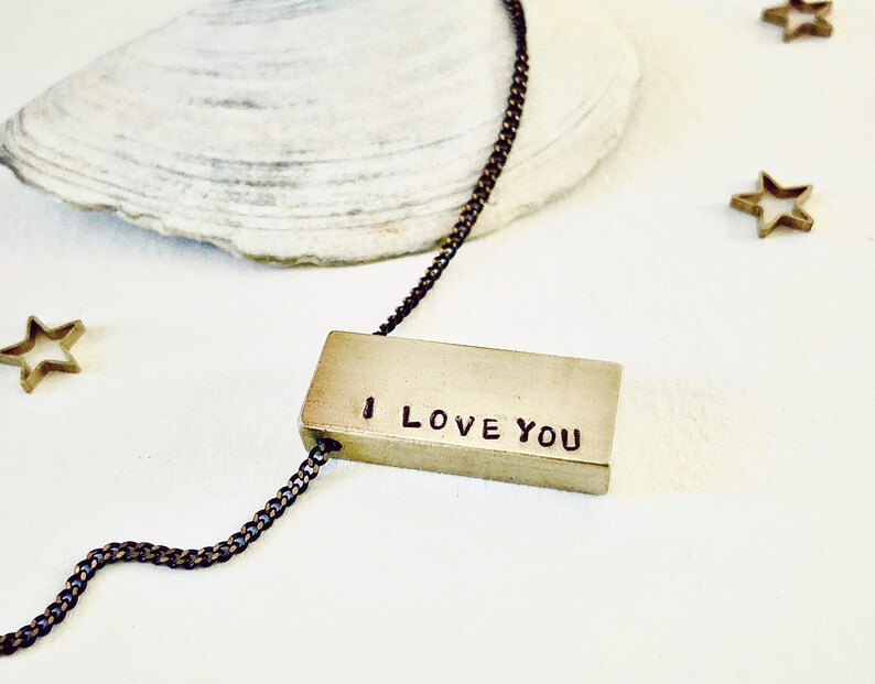 I love you bar necklace Rustic Jewelry for Men Personalized | Etsy