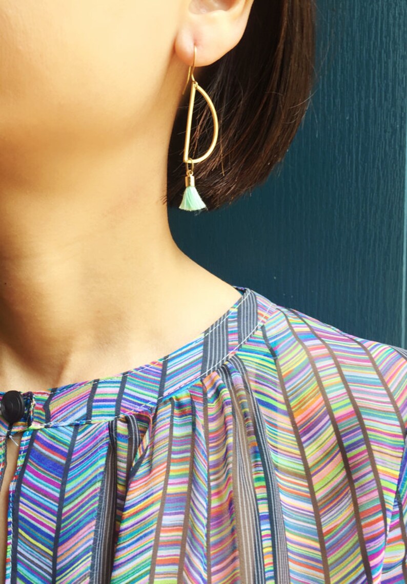 Tassel earrings geometric tassel earrings half moon tassel Etsy