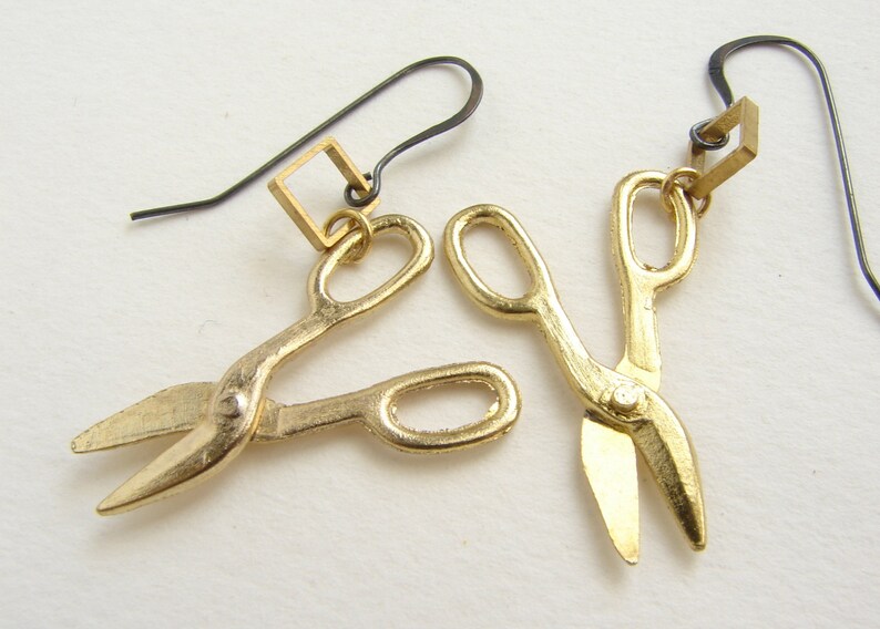 Gilded Scissor Earrings Movable Scissors Earrings Novelty Etsy