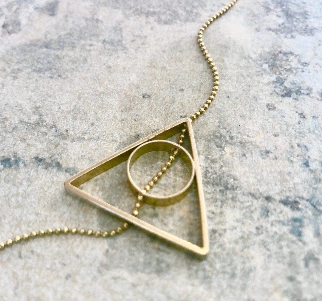 Triangle and Circle Necklace, Equilateral Triangle Necklace, Triangle