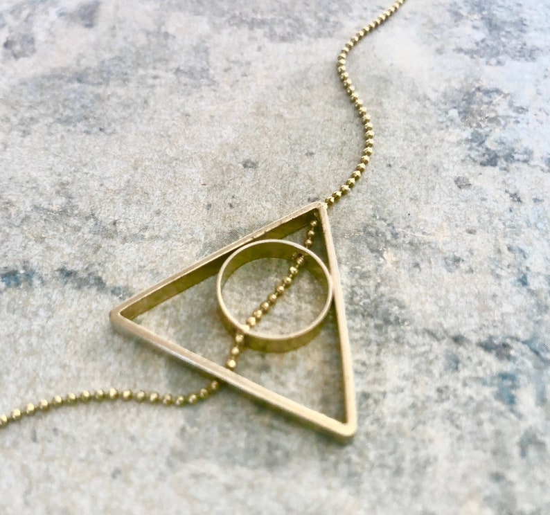 Triangle and Circle Necklace Equilateral Triangle Necklace Etsy