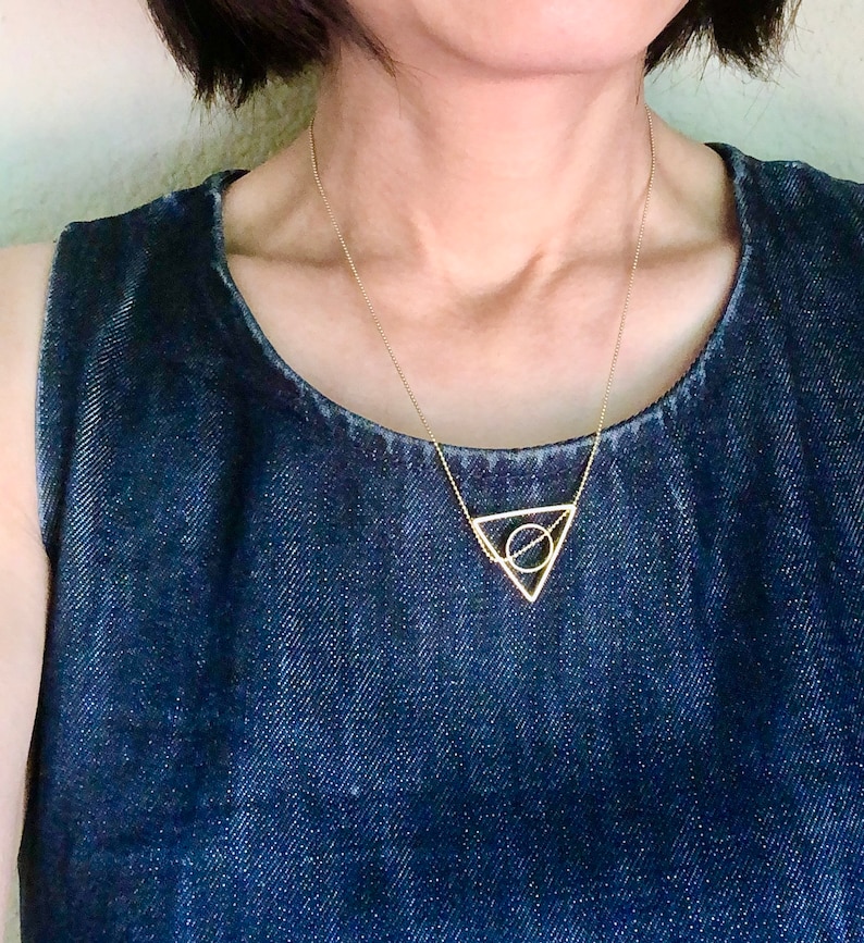 Triangle and Circle Necklace Equilateral Triangle Necklace Etsy