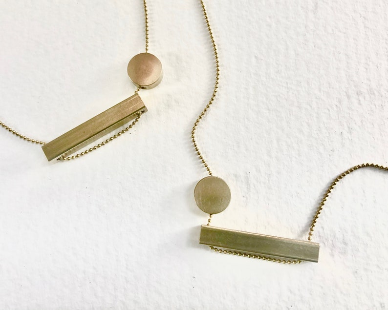 Horizontal Bar and Circle Necklace Modern Architectural Etsy