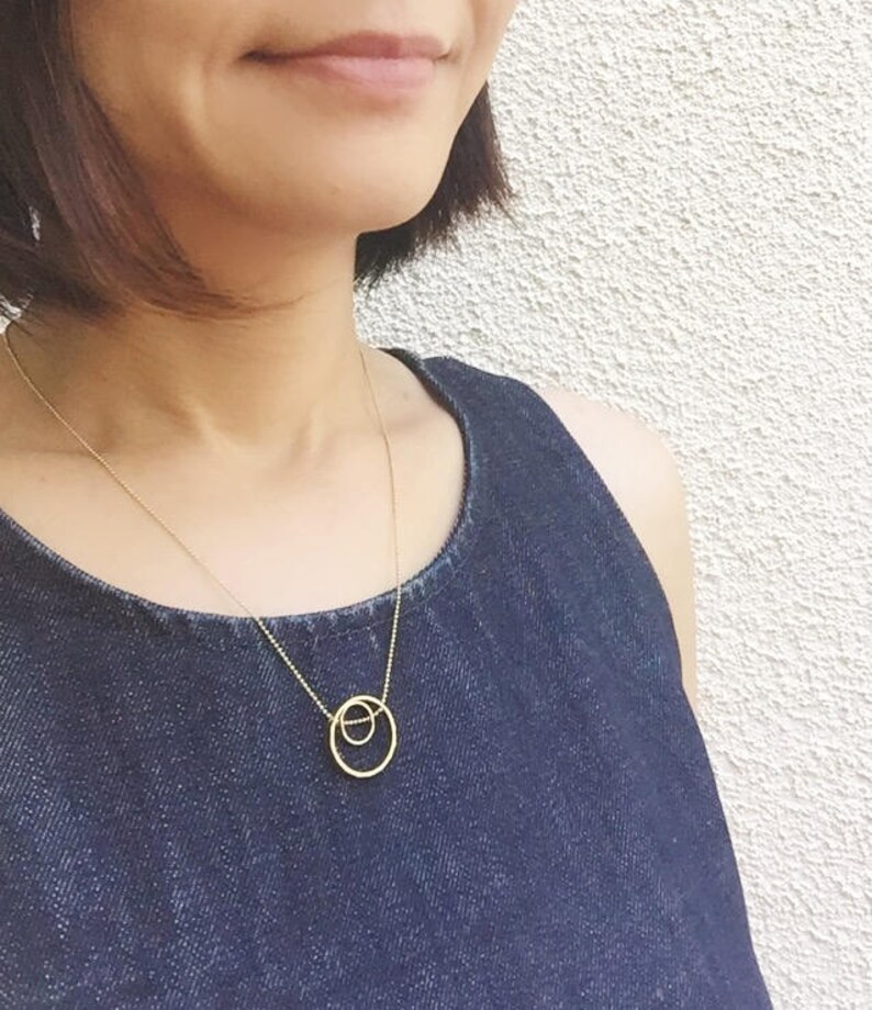 Triangle and Circle Necklace Equilateral Triangle Necklace Etsy