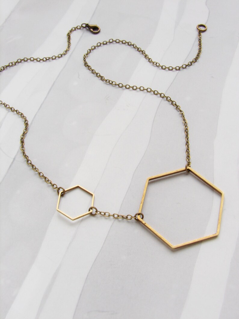 Hexagon Statement Necklace Necklace Hexagon Etsy