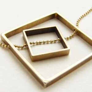 Square statement necklace, square pendant necklace, square in square pendant necklace Geometric jewelry gift for her