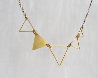 Geometric Triangle Bib Necklace, Modern Brass Statement Necklace