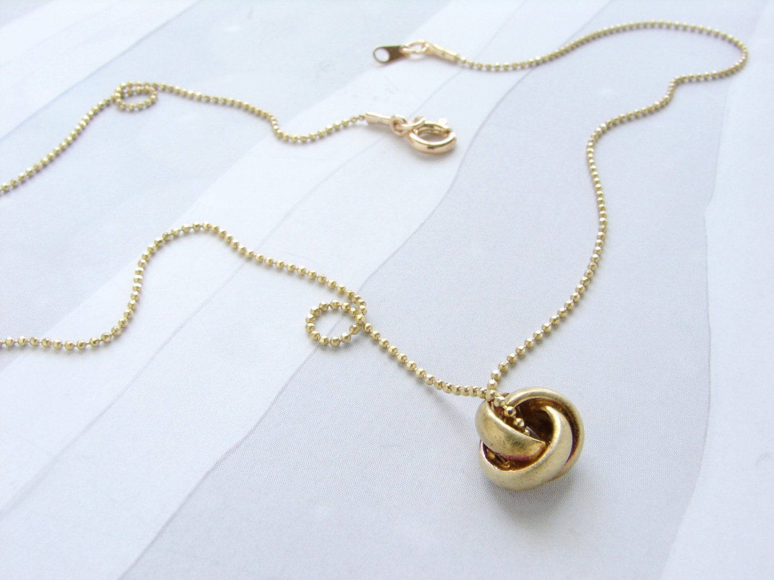 Nautical Knot Necklace Love Knot Charm Vintage Tiny Brass Etsy