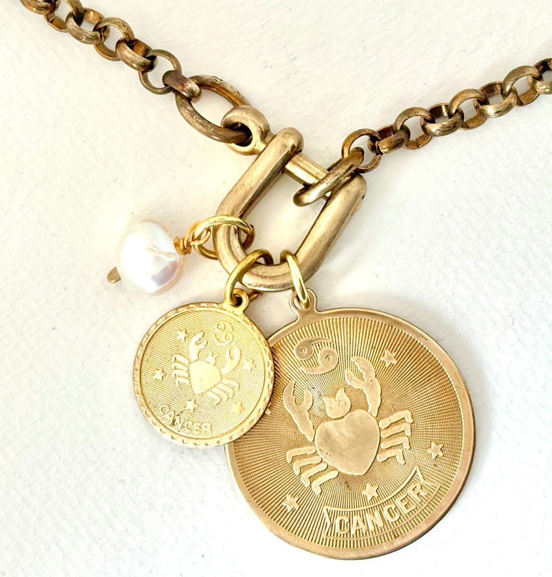 Vintage Cancer Necklace, Rare Couple Zodiac Necklace Sun and Moon ...