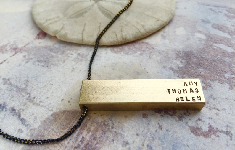 Personalized Name necklace, Father's Day gift, kids name necklace, gift for dad, gift for grandpa, Personalized bar necklace, grandmom gift image 1