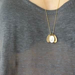 Initial Necklace Custom hand stamped Personalized Jewelry Monogrammed Pendant, Oval Brass Bar necklace Personalized gift for her
