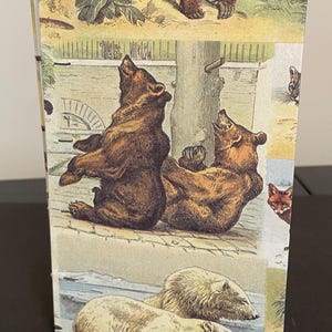 Bears on the Covers of a Hand-sewn Journal,  6.5x4