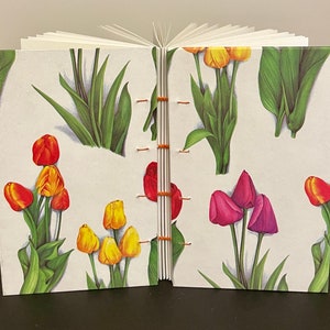 Tulips Hand-sewn Journal, 6.5x4