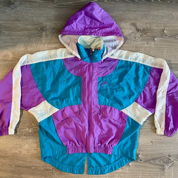 Vintage 80s/90s Nike Windbreaker Tracksuit Top - Colorblock Party Perfection - Unisex Small