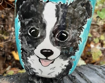 Border Collie succulent planter. 100% handmade hand painted. Free shipping