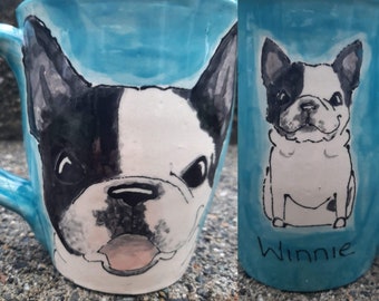 Custom pet portrait Mug 20oz. Handpainted mug handmade ceramic Mug.  Personalized mug Free Shipping