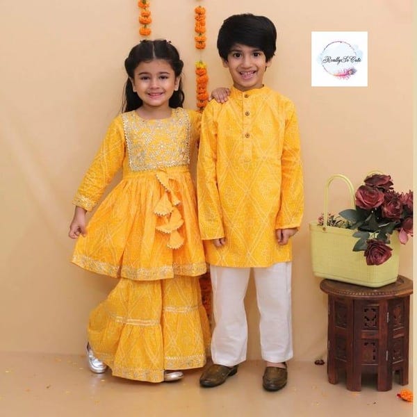 Baby Girls Yellow Kurti Shalwar Set – Elegant 2 Piece Traditional Outfit