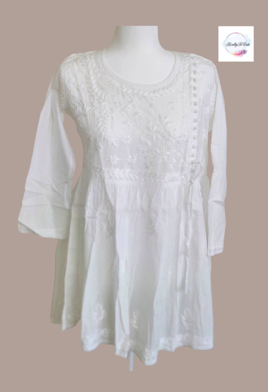 Buy Laabha Pink & White Cotton Printed A Line Short Kurti for Women Online  @ Tata CLiQ