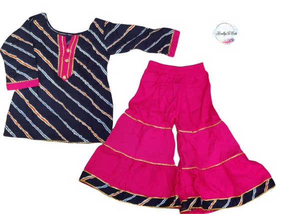 Indian Salwar Suit/cotton sharara kurta set/toddler indian baby girls set baby indian wear palazzo baby set 3-4 year traditional dress set 