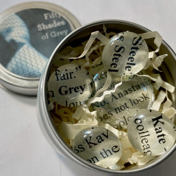 Fify Shade of Grey ~ Glass Text Magnet and 4 Cork Board Tacks