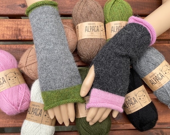 DESIGN YOUR OWN 100% Alpaca fingerless gloves, Women’s Knitted Wrist warmers, Knitted handwarmers, Knit accessories, Winter fashion