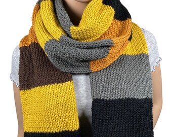 Women's oversized scarf Men's knitted scarf Long winter scarf Vegan friendly accessories Knit accessories READY TO SHIP Handmade in uk