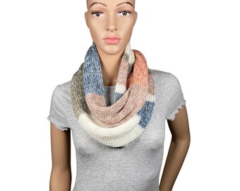 Women's Lightweight Infinity Scarf Knitted scarf Knitted Cowl Neckwarmer Snood Knit accessories Gift for Her Office scarf READY TO SHIP