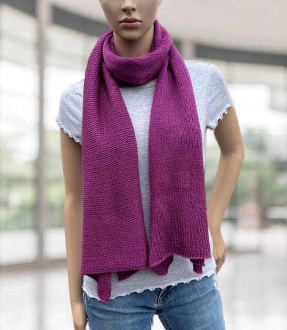 Plum Knit Scarf: Lightweight Vegan Acrylic, Fall Fashion