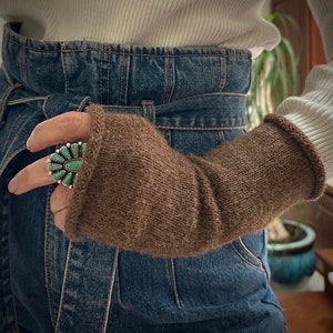 Alpaca Wool Fingerless Gloves: Knitted Wrist Warmers, Handmade in UK