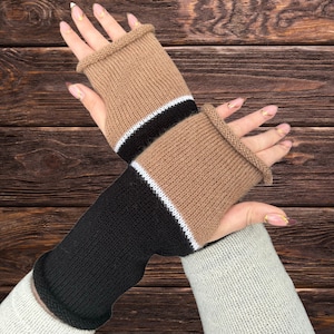 Handmade Alpaca Fingerless Gloves: Knitted Arm Warmers, UK