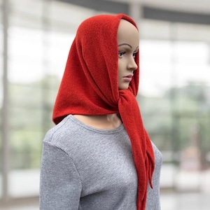 Cashmere Blend Triangle Scarf: Rust Merino Wool Kerchief